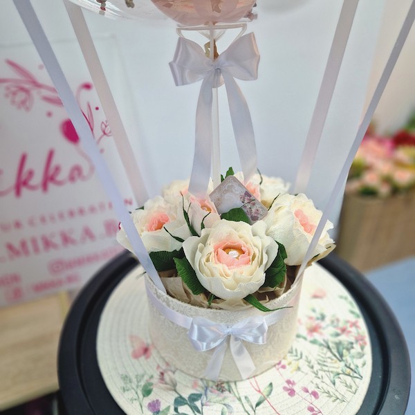 Кристален балон с пълнеж от малки балончета и надпис за подарък